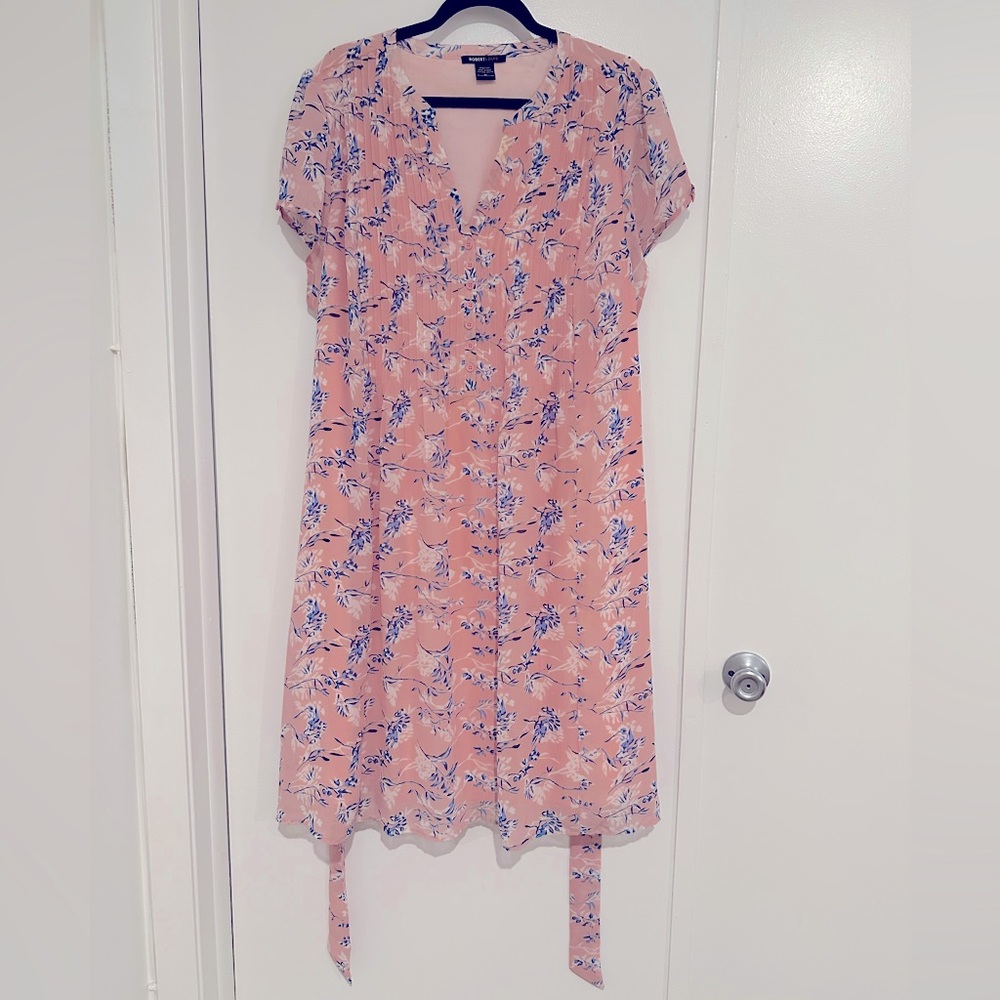 Robert Louis 3X Plus,🌸Pink & Blue Floral Dress 100% polyester w/Double lining - Picture 5 of 10